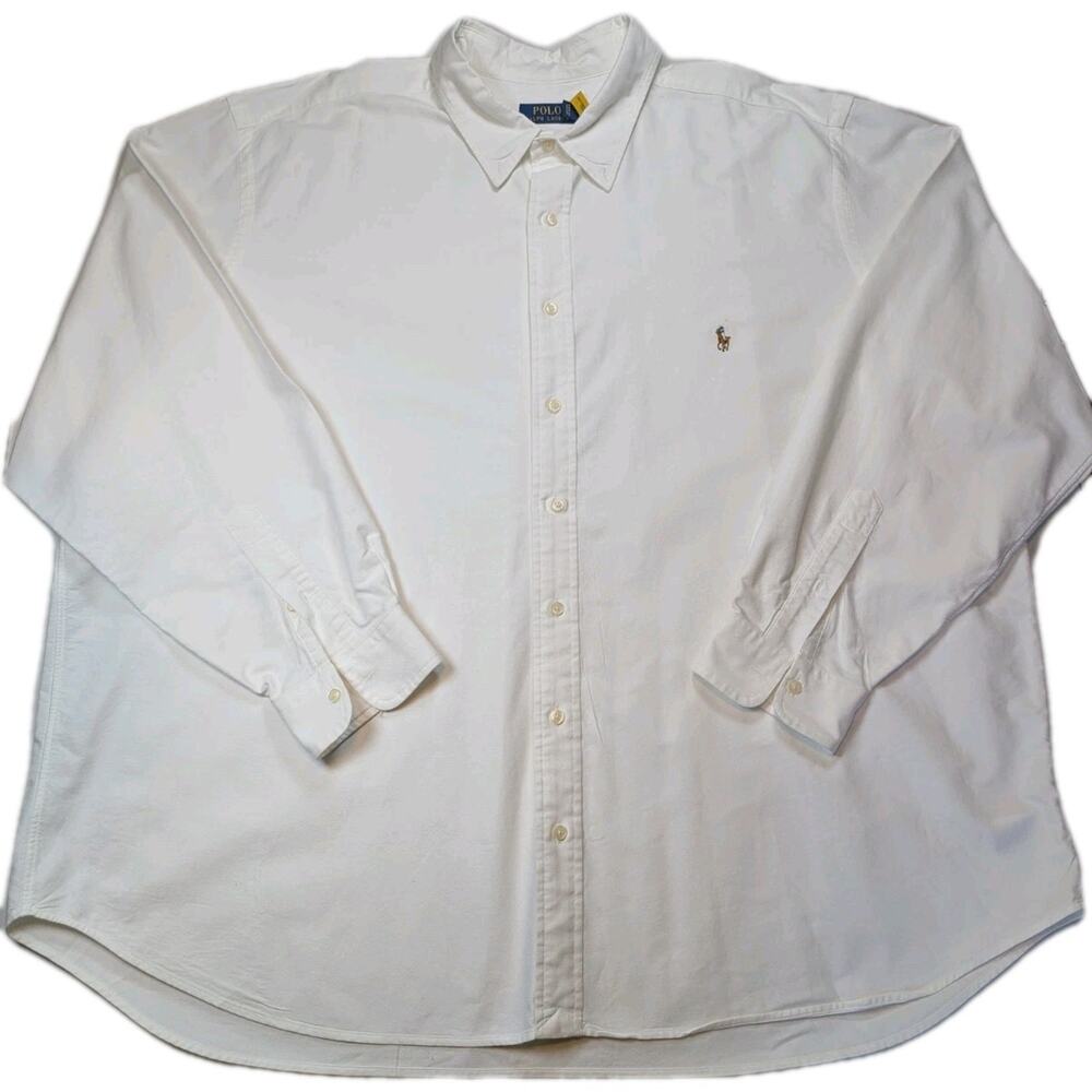 Polo Ralph Lauren 3XB Big Button Front Oxford Shirt White Cotton